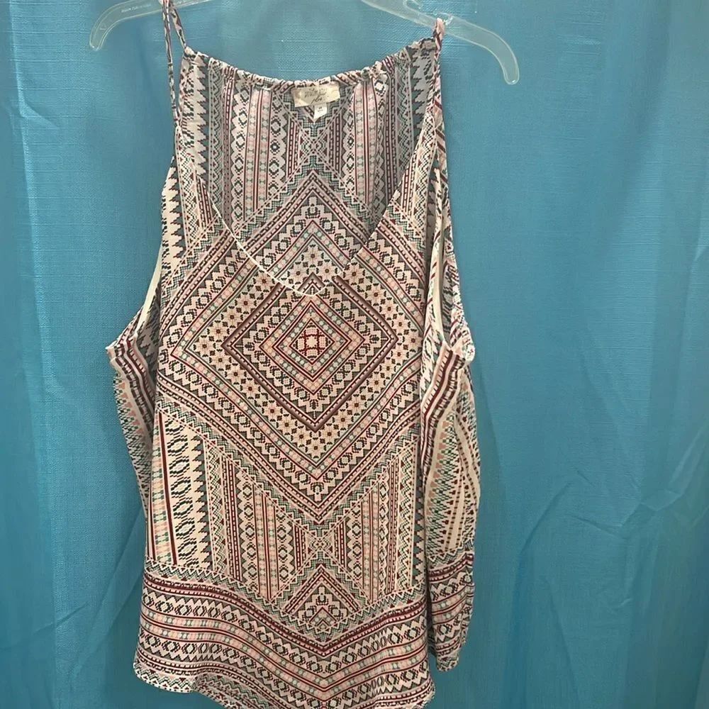 Soulmates Tribal pattern Top pink blue white